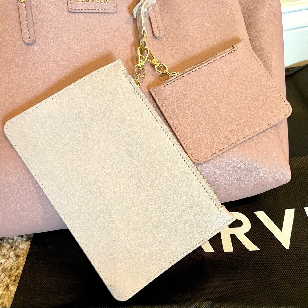 NWT Carvela Kurt Geiger Freya 2 Triple Tote Bag Blush pink with 2 wallets set - Picture 4 of 13